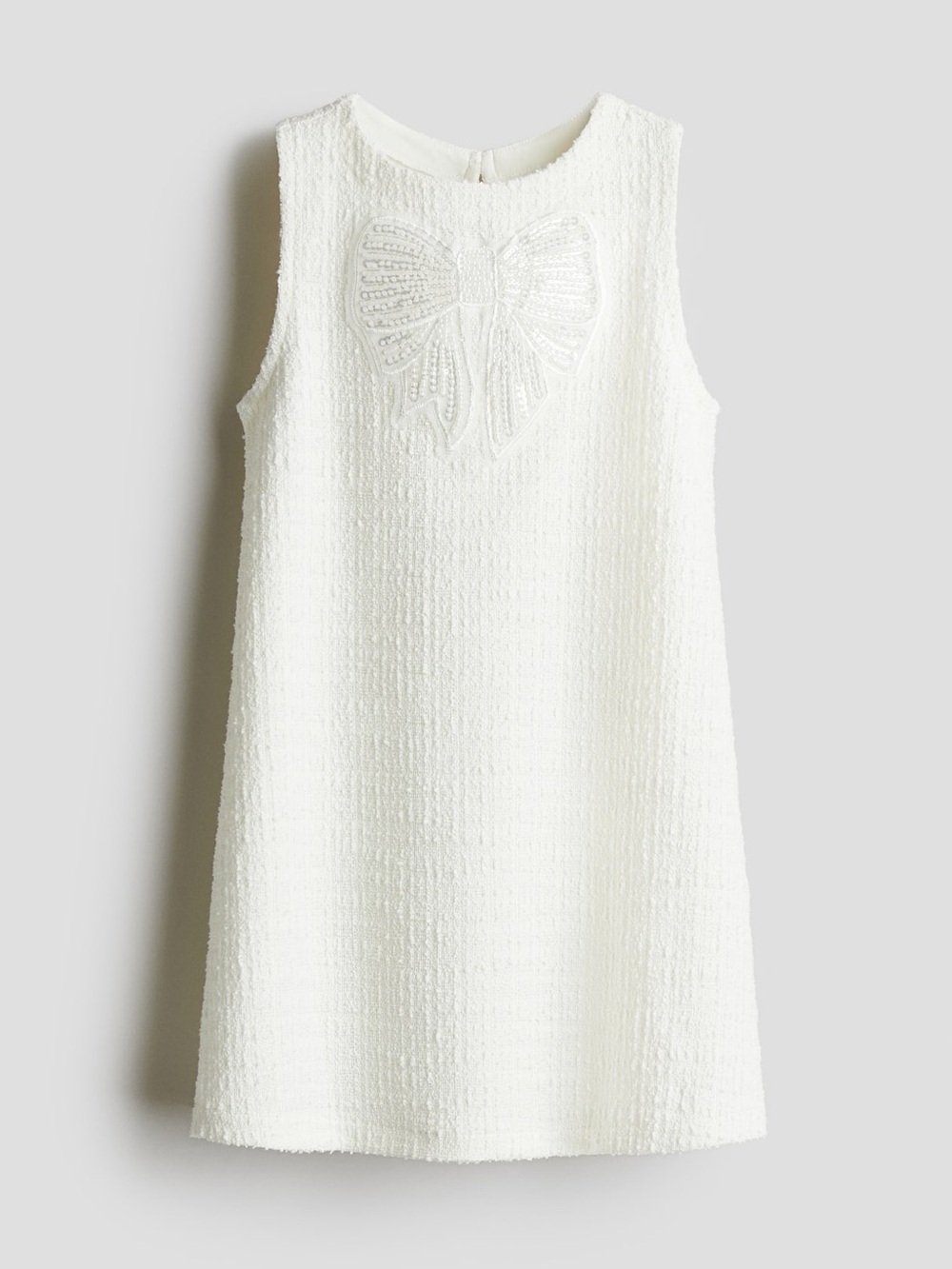 H&M White Textured Bow Shift Dress - Girls Formal